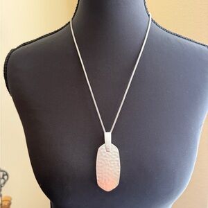 Kendra Scott Silver Hammered Metal Adjustable Long Pendant Necklace